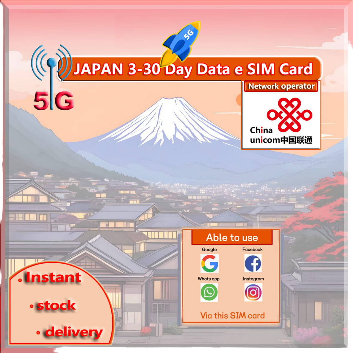 Japan 8-Day Voice/Data SIM (6GB)(Extra Free 3GB)